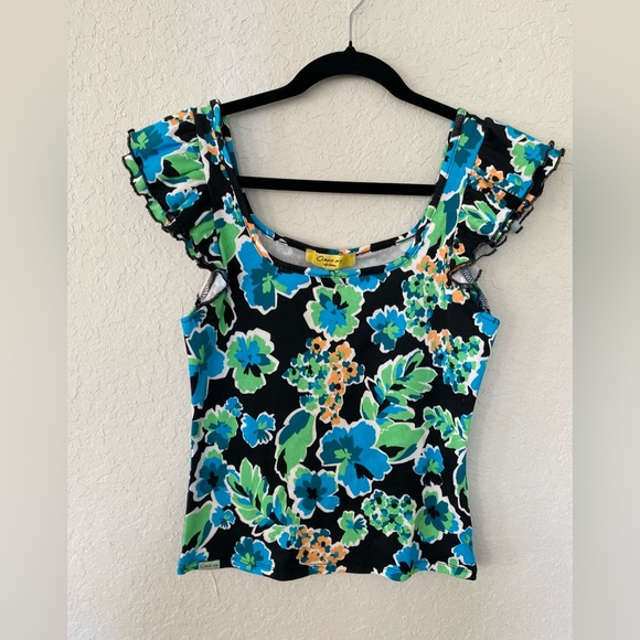 Sam Edelman Tops - NWT Circus NY by Sam Edelman Black and Blue Floral Blouse, Sleeveless and light